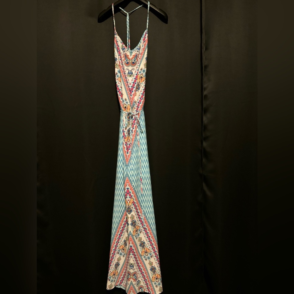 PINK OWL Light Blue Floral Waist Tie Maxi Sundress